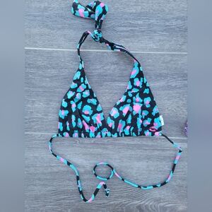Billabong bikini top L Teal Cheetah Print